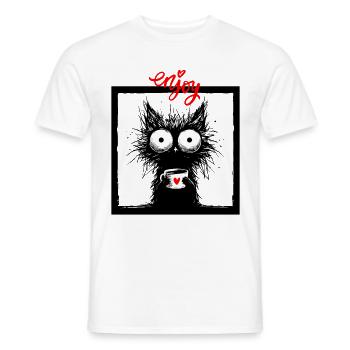 Katze Kaffee Kaffeetrinker Katzenmama Lustig Miau - Männer T-Shirt - Weiß - Vorne - AI Model Male 178 dark (178cm)