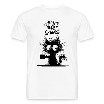 Café pour chat Caféine Tout ce dont vous avez besoin Collègue de bureau Plaisir - T-shirt homme - blanc - Devant - AI Model Male 178 dark (178cm)
