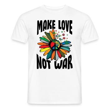 Faites l’amour pas la guerre Flower Power Hippie - T-shirt homme - blanc - Devant - AI Model Male 178 dark (178cm)