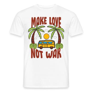 Make Love Not War Flower Power Hippie - Men's T-Shirt - white - Front - AI Model Male 178 dark (178cm)