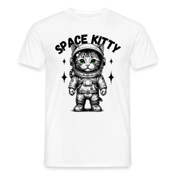Katze Space Kitty Weltraum Astronaut Karneval Spaß - Männer T-Shirt - Weiß - Vorne - AI Model Male 178 dark (178cm)