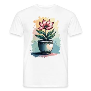 Blooming Beauty - Top floral à motif floral vintage - T-shirt homme - blanc - Devant - AI Model Male 178 dark (178cm)
