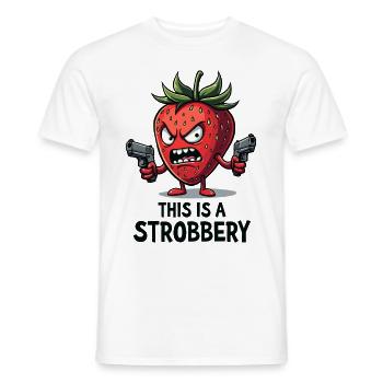 This Is A Strobbery – Lustige Erdbeer Gangster - Männer T-Shirt - Weiß - Vorne - AI Model Male 178 dark (178cm)