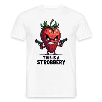 This Is A Strobbery – Lustige Erdbeer Gangster - Männer T-Shirt - Weiß - Vorne - AI Model Male 178 dark (178cm)