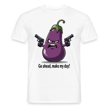 Badass Aubergine – Go Ahead, Make My Day - Männer T-Shirt - Weiß - Vorne - AI Model Male 178 dark (178cm)