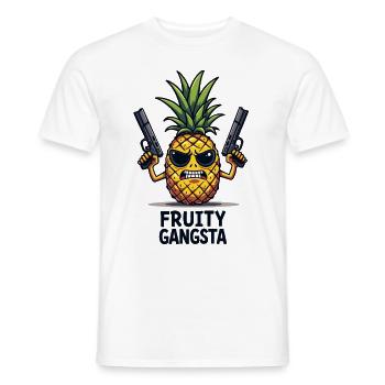 Pineapple Fruity Gangsta The hardest pineapple in the world - Men's T-Shirt - white - Front - AI Model Male 178 dark (178cm)