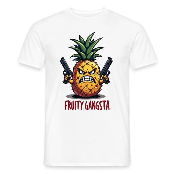 Pineapple Fruity Gangsta The hardest pineapple in the world - Men's T-Shirt - white - Front - AI Model Male 178 dark (178cm)