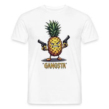 Pineapple Fruity Gangsta The hardest pineapple in the world - Men's T-Shirt - white - Front - AI Model Male 178 dark (178cm)