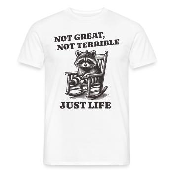 Lustiger Waschbär Spruch – Just Life - Männer T-Shirt - Weiß - Vorne - AI Model Male 178 dark (178cm)