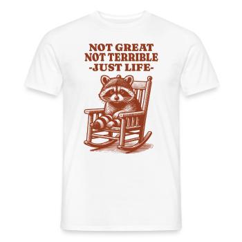 Lustiger Waschbär Spruch – Just Life - Männer T-Shirt - Weiß - Vorne - AI Model Male 178 dark (178cm)