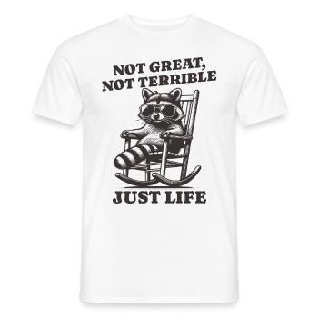 Lustiger Waschbär Spruch – Just Life - Männer T-Shirt - Weiß - Vorne - AI Model Male 178 dark (178cm)