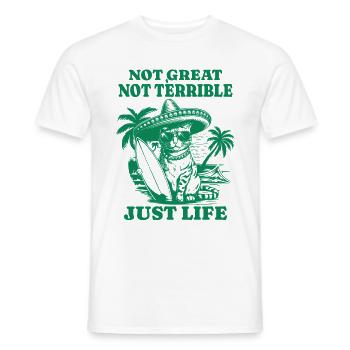 Lustiger Waschbär Spruch – Just Life - Männer T-Shirt - Weiß - Vorne - AI Model Male 178 dark (178cm)