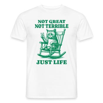Lustiger Waschbär Spruch – Just Life - Männer T-Shirt - Weiß - Vorne - AI Model Male 178 dark (178cm)