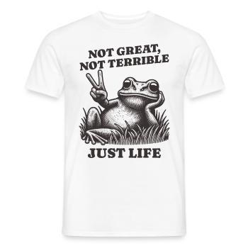 Lustiger Waschbär Spruch – Just Life - Männer T-Shirt - Weiß - Vorne - AI Model Male 178 dark (178cm)