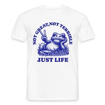 Lustiger Waschbär Spruch – Just Life - Männer T-Shirt - Weiß - Vorne - AI Model Male 178 dark (178cm)