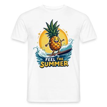 Ananas Surfer Surf Feel L’été - T-shirt homme - blanc - Devant - AI Model Male 178 dark (178cm)