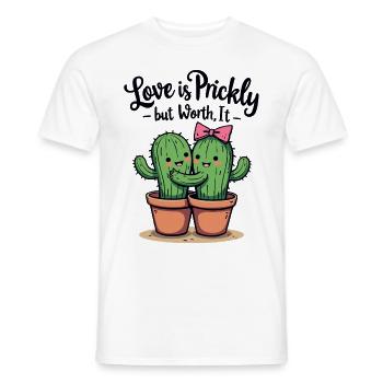 Love is Prickly – Süße Kaktus-Liebe für Paare - Männer T-Shirt - Weiß - Vorne - AI Model Male 178 dark (178cm)