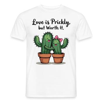 Love is Prickly – Süße Kaktus-Liebe für Paare - Männer T-Shirt - Weiß - Vorne - AI Model Male 178 dark (178cm)