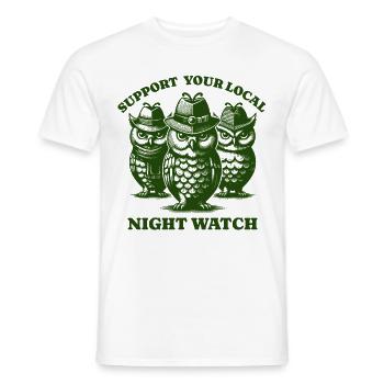owl Love Support Local night watch - Men's T-Shirt - white - Front - AI Model Male 178 dark (178cm)