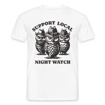 owl Love Support Local night watch - Men's T-Shirt - white - Front - AI Model Male 178 dark (178cm)