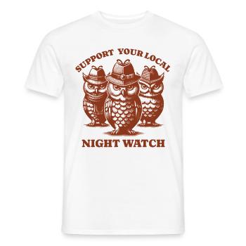 owl Love Support Local night watch - Men's T-Shirt - white - Front - AI Model Male 178 dark (178cm)