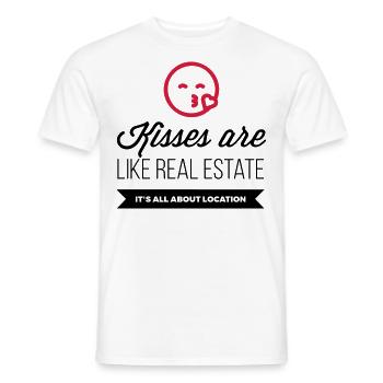 Kisses are like real estate. Location, location, - Men's T-Shirt - white - Front - AI Model Male 178 dark (178cm)