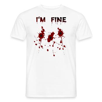 Bullet holes with blood - I'm Fine - Men's T-Shirt - white - Front - AI Model Male 178 dark (178cm)
