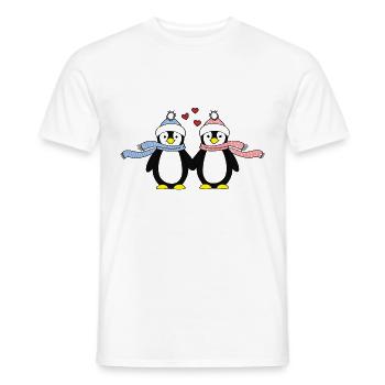 Penguin Love Relationship Partnership Gift - Men's T-Shirt - white - Front - AI Model Male 178 dark (178cm)
