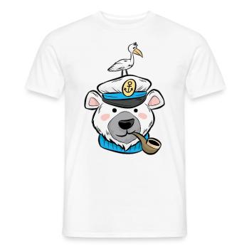 Eisbär Eis Bär Pfeife Möve Kapitän Cartoon Comic - Männer T-Shirt - Weiß - Vorne - AI Model Male 178 dark (178cm)