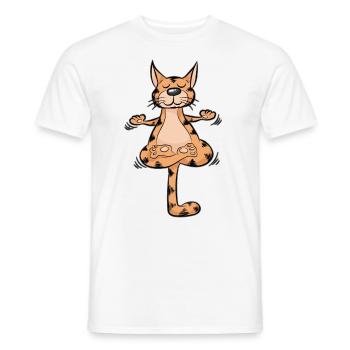 Yoga Cat Meditation Kitten Cartoon Funny - Men's T-Shirt - white - Front - AI Model Male 178 dark (178cm)
