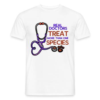 vétérinaire vétérinaire stéthoscope vétérinaire patte - T-shirt homme - blanc - Devant - AI Model Male 178 dark (178cm)