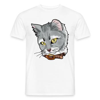 Siberian cat Sibérien Chat Visage De Chat Amour - T-shirt homme - blanc - Devant - AI Model Male 178 dark (178cm)