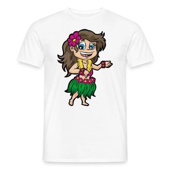 SEXY Hawaii Girl Bast Skirt Flower Necklace Hippie - Men's T-Shirt - white - Front - AI Model Male 178 dark (178cm)