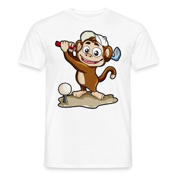 Jeu de golf singe Golfer Minigolf Bande dessinée - T-shirt homme - blanc - Devant - AI Model Male 178 dark (178cm)