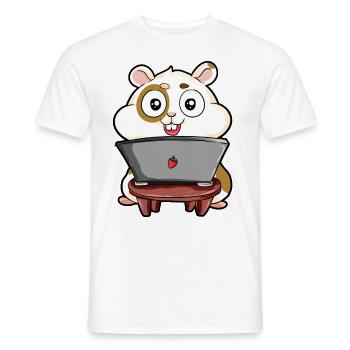 Ordinateur lapin lapin portable bande dessinée nerd cadeau - T-shirt homme - blanc - Devant - AI Model Male 178 dark (178cm)