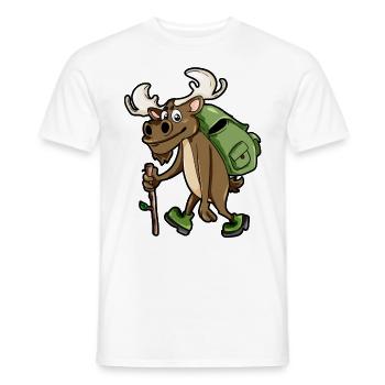Wandern Wanderer Elch Wanderslust Rentier Cartoon - Männer T-Shirt - Weiß - Vorne - AI Model Male 178 dark (178cm)