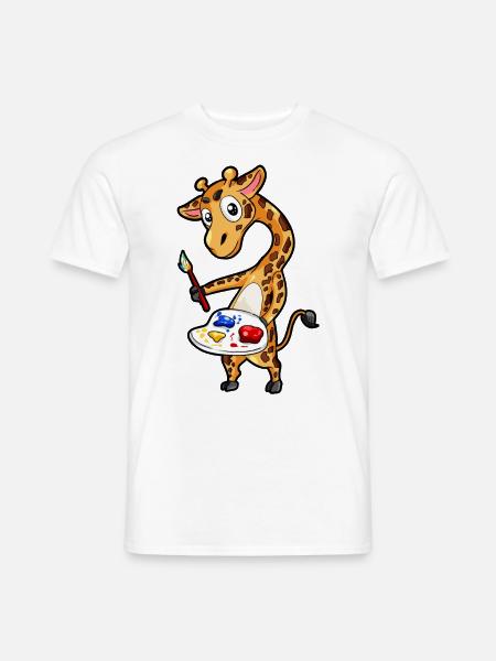 Giraffe Künstler Maler Malerei Pinsel Staffellei - Männer T-Shirt - Weiß