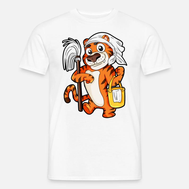 Tiger Husmand Husmor Rengøring Gave - Mænd T-shirt - hvid