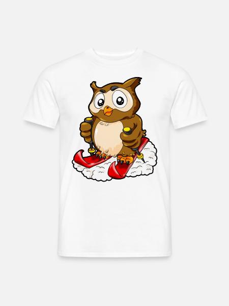 Skifahrende Eule Ski Skifahrer Skiurlaub Skier - Männer T-Shirt - Weiß