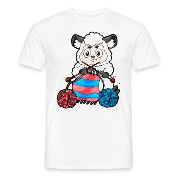 Crochet Sewing Knitting Knitting Sheep Gift - Men's T-Shirt - white - Front - AI Model Male 178 dark (178cm)