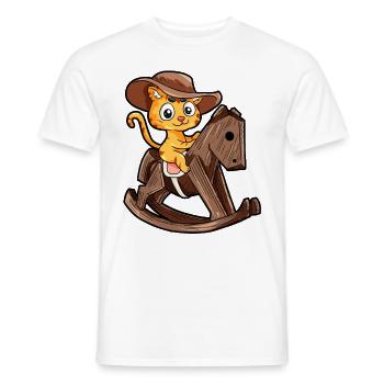 Bois cheval cheval à bascule chat chat cadeau - T-shirt homme - blanc - Devant - AI Model Male 178 dark (178cm)