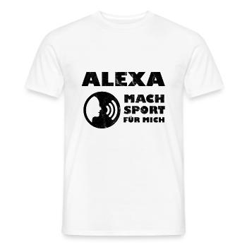 Alexa T-Shirt - Alexa, mach Sport für mich! - Männer T-Shirt - Weiß - Vorne - AI Model Male 178 dark (178cm)