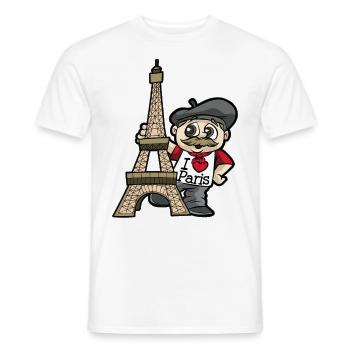 I LOVE PARIS Eiffel Tower France Cartoon Gift - Men's T-Shirt - white - Front - AI Model Male 178 dark (178cm)