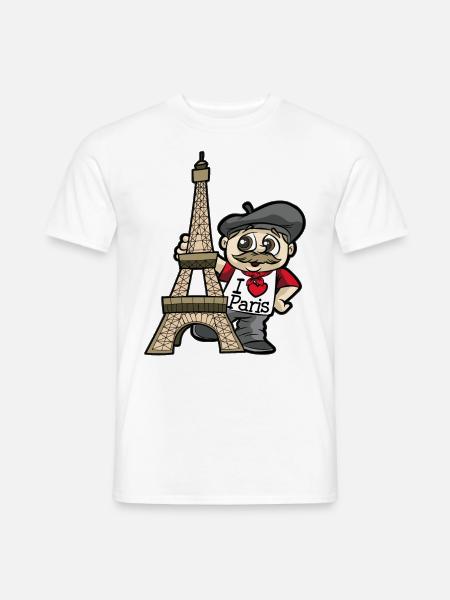 I LOVE PARIS Eifelturm France Cadeau de Dessin animé - T-shirt homme - blanc