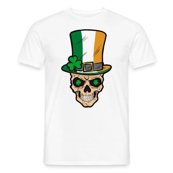 Irish Skull Ireland Shamrock Comic - Men's T-Shirt - white - Front - AI Model Male 178 dark (178cm)