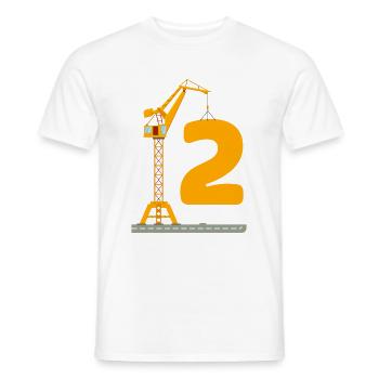 Camion de grue de pelle de chantier d'anniversaire de 2 deuxième anniversaire - T-shirt homme - blanc - Devant - AI Model Male 178 dark (178cm)