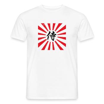 SAMURAI JAPAN WRITING SIGN DESIGN JAPAN FLAG - Men's T-Shirt - white - Front - AI Model Male 178 dark (178cm)