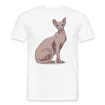 Sphynx Sphinx chat chat cadeau animal de compagnie - T-shirt homme - blanc - Devant - AI Model Male 178 dark (178cm)
