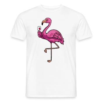 Flamingo Wine Alcohol Animal Love Funny Gift - Men's T-Shirt - white - Front - AI Model Male 178 dark (178cm)