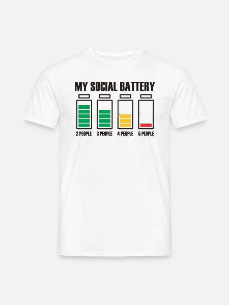 Idée cadeau Introvert Social Battery - Mænd T-shirt - hvid